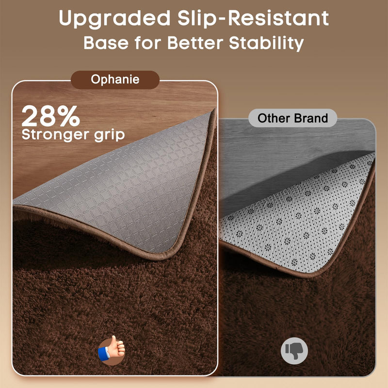Ophanie 2' x 3' Fluffy Soft Washable Non-Slip Area Rug - Brown-zoom-