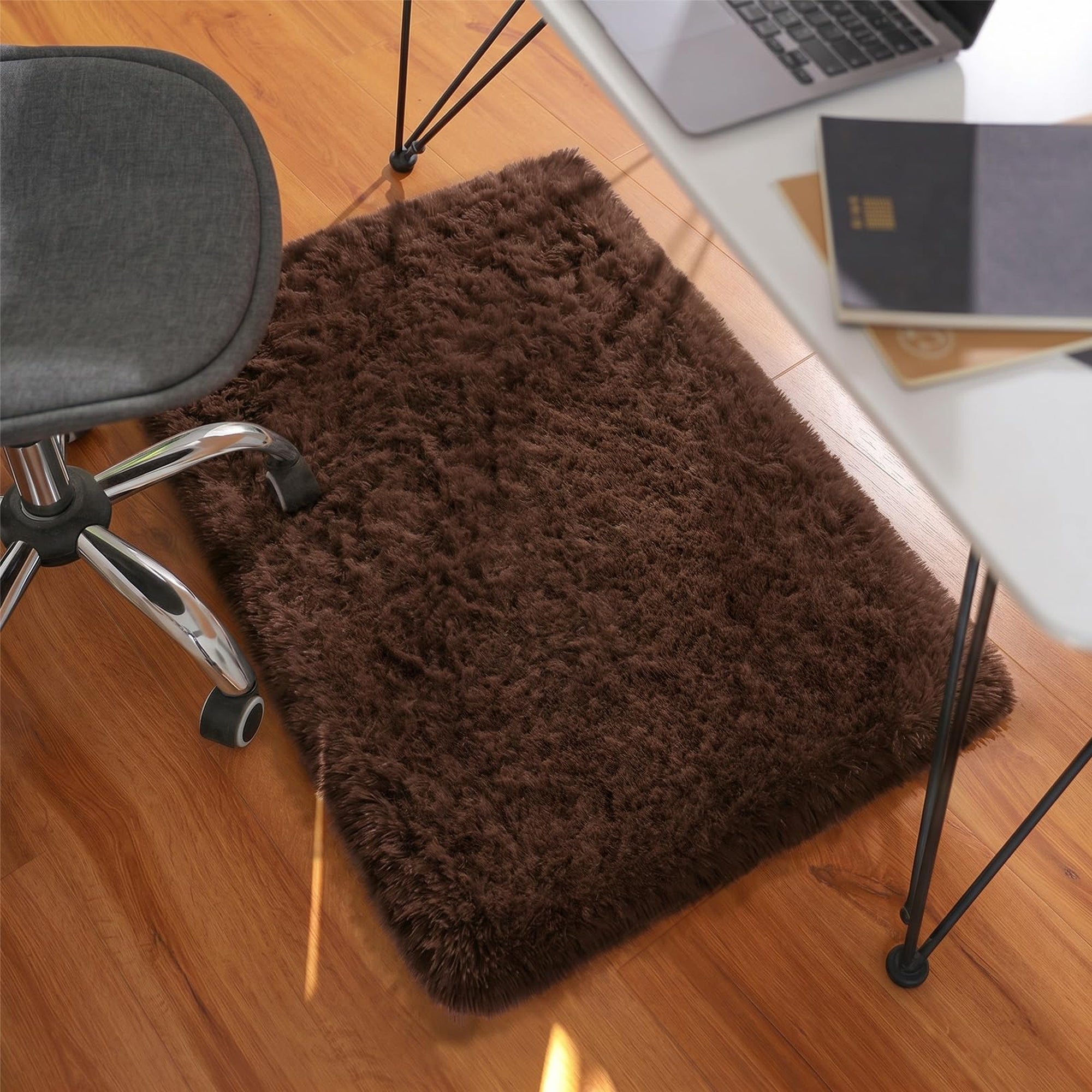Ophanie 2' x 3' Fluffy Soft Washable Non-Slip Area Rug - Brown-zoom-6