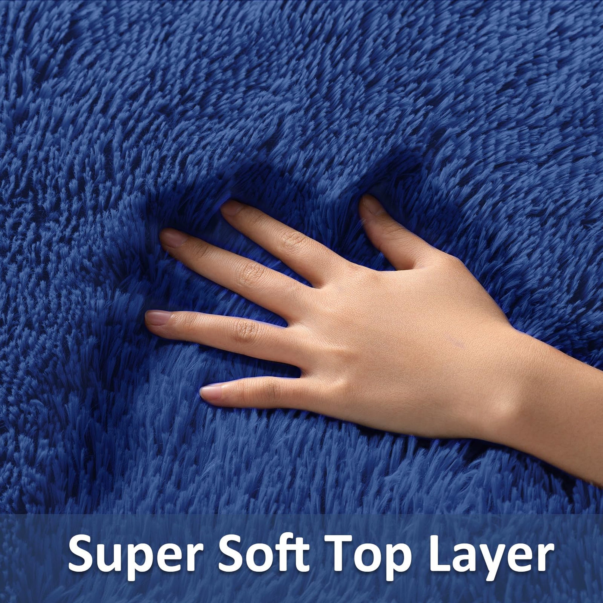 Ophanie 2' x 3' Fluffy Soft Washable Non-Slip Area Rug - Blue-zoom-4