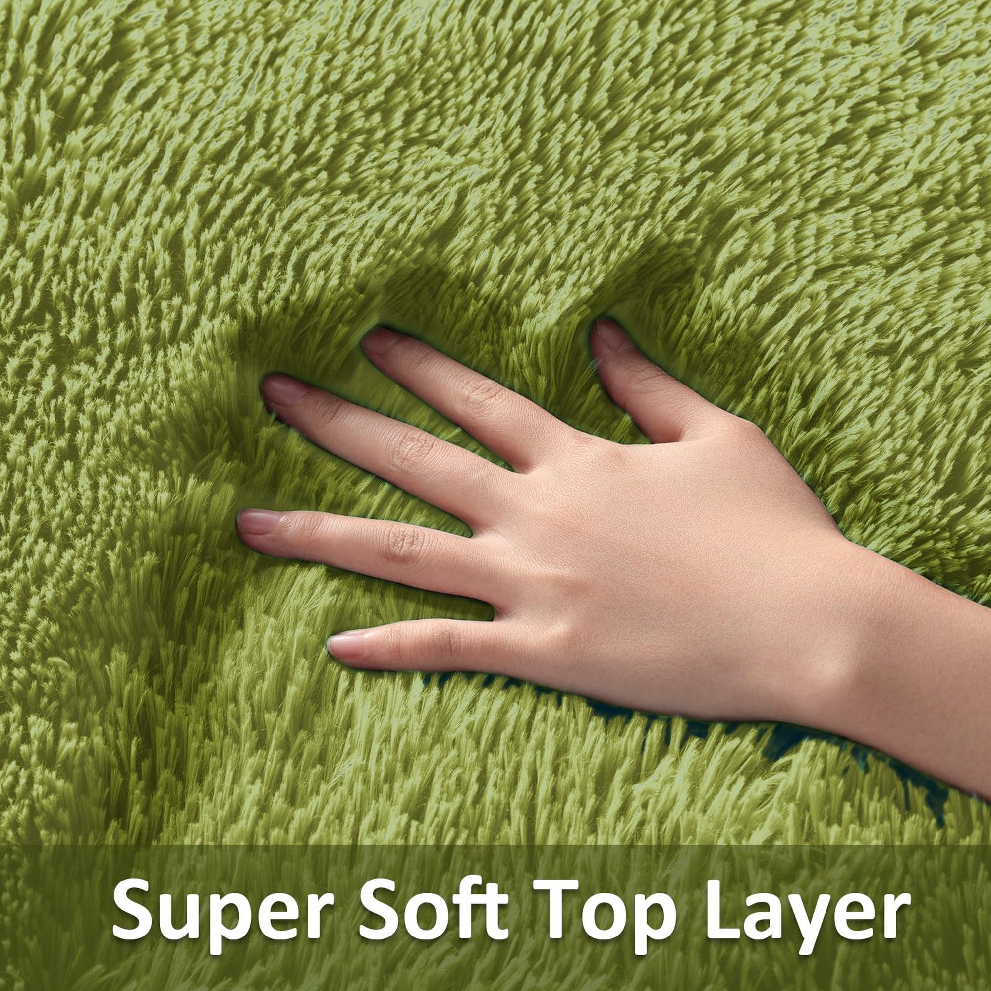 Ophanie 2' x 3' Fluffy Soft Washable Non-Slip Area Rug - Green-zoom-4