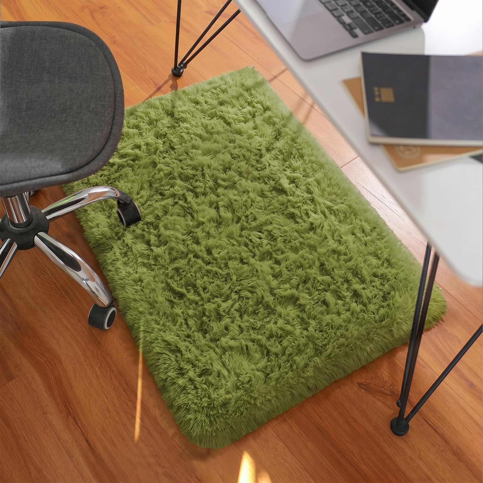 Ophanie 2' x 3' Fluffy Soft Washable Non-Slip Area Rug - Green-6