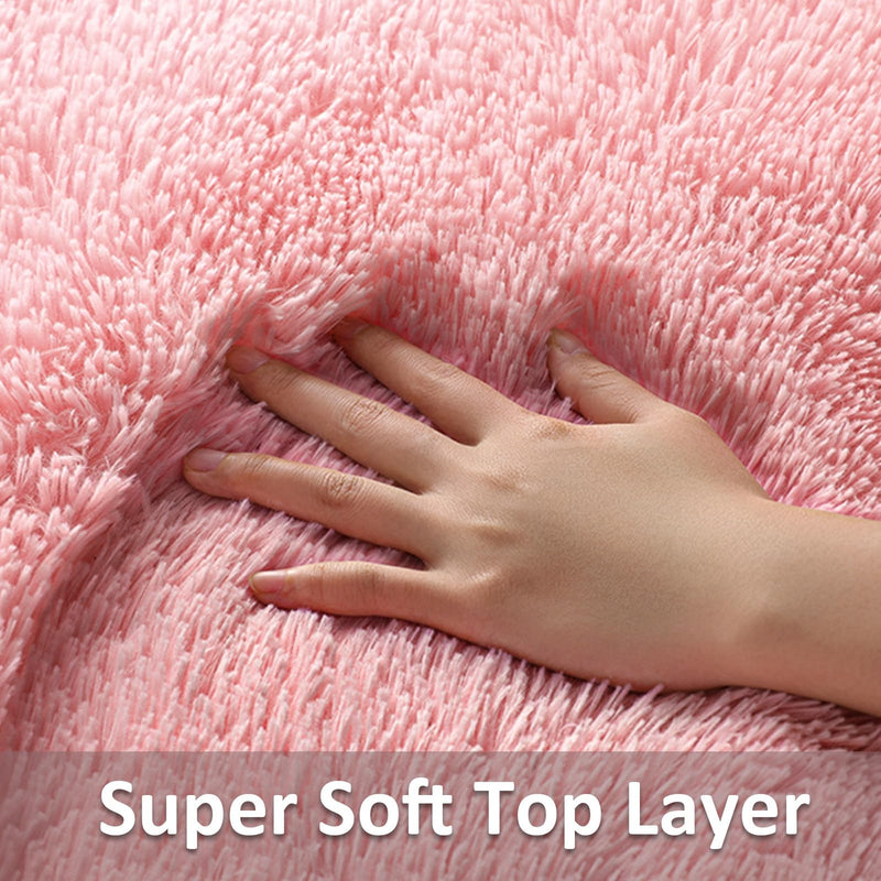 Ophanie 2' x 3' Fluffy Soft Washable Non-Slip Area Rug - Pink-zoom-
