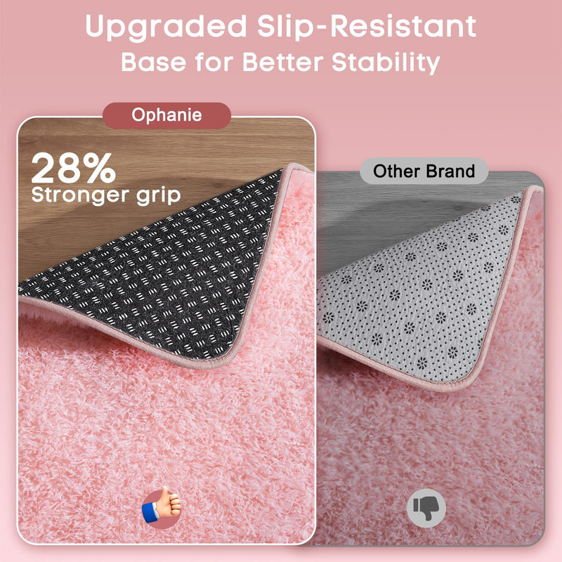 Ophanie 2' x 3' Fluffy Soft Washable Non-Slip Area Rug - Pink-zoom-