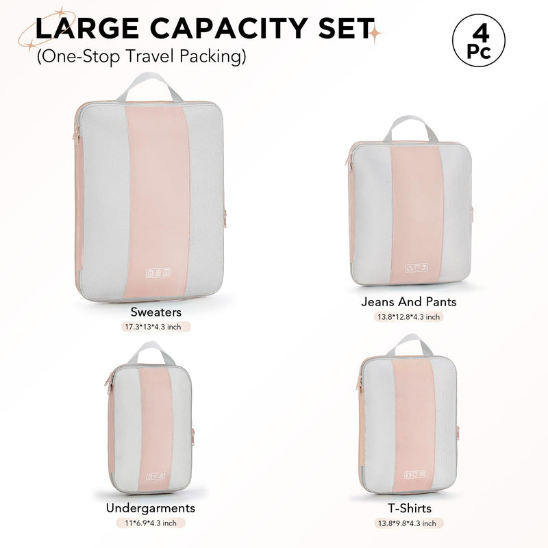 OlarHike Compression Packing Cubes Expandable Suitcase Organizer - Beige 4-Pack-zoom-