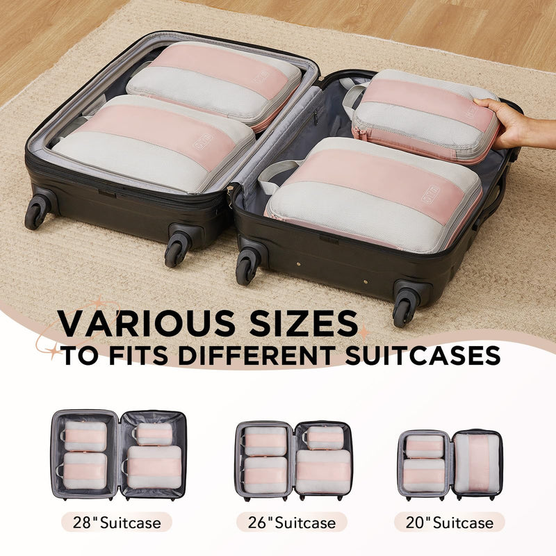 OlarHike Compression Packing Cubes Expandable Suitcase Organizer - Beige 4-Pack-zoom-