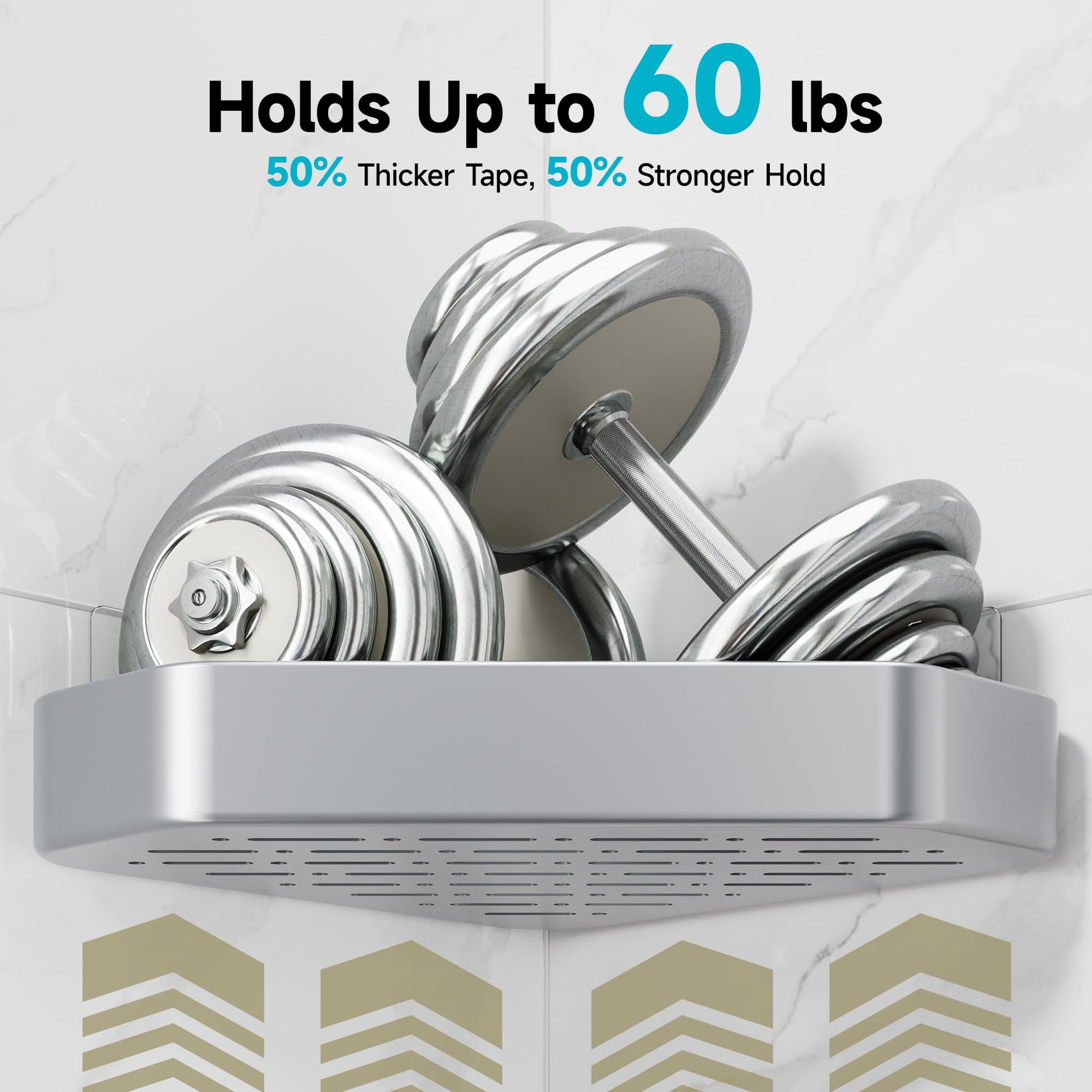 Veken Stainless Corner Shower Caddy - 4 Pack, Aluminum Rustproof & Waterproof Shower Shelve, Adhesive Shower Organizers, No Drilling Bathroom Organizers and Storage Racks, Silver-2
