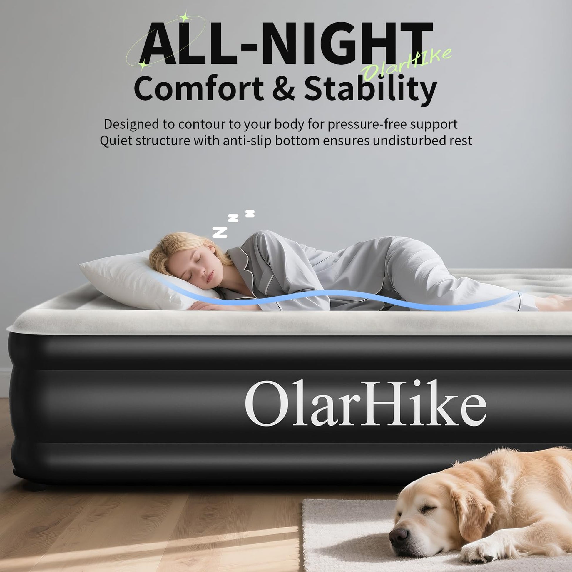 OlarHike Air Mattress Queen Size with Built In Pump, 18 Inch Inflatable Blow Up Bed for Camping Guest Home, 700 Lbs Weight Capacity-3