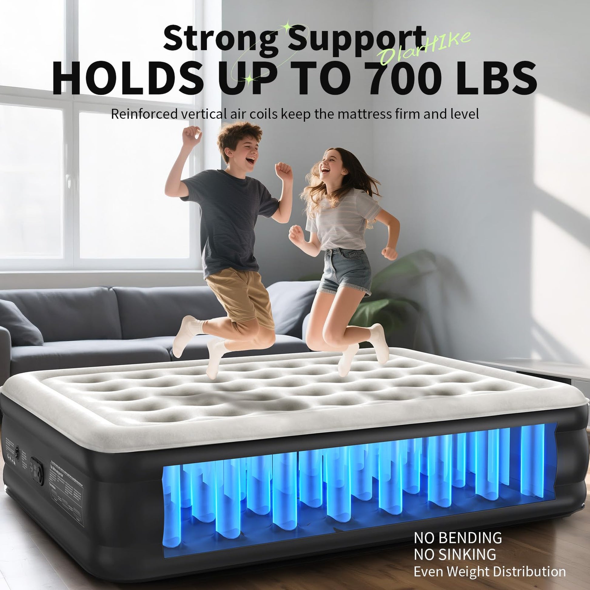 OlarHike Air Mattress Queen Size with Built In Pump, 18 Inch Inflatable Blow Up Bed for Camping Guest Home, 700 Lbs Weight Capacity-5