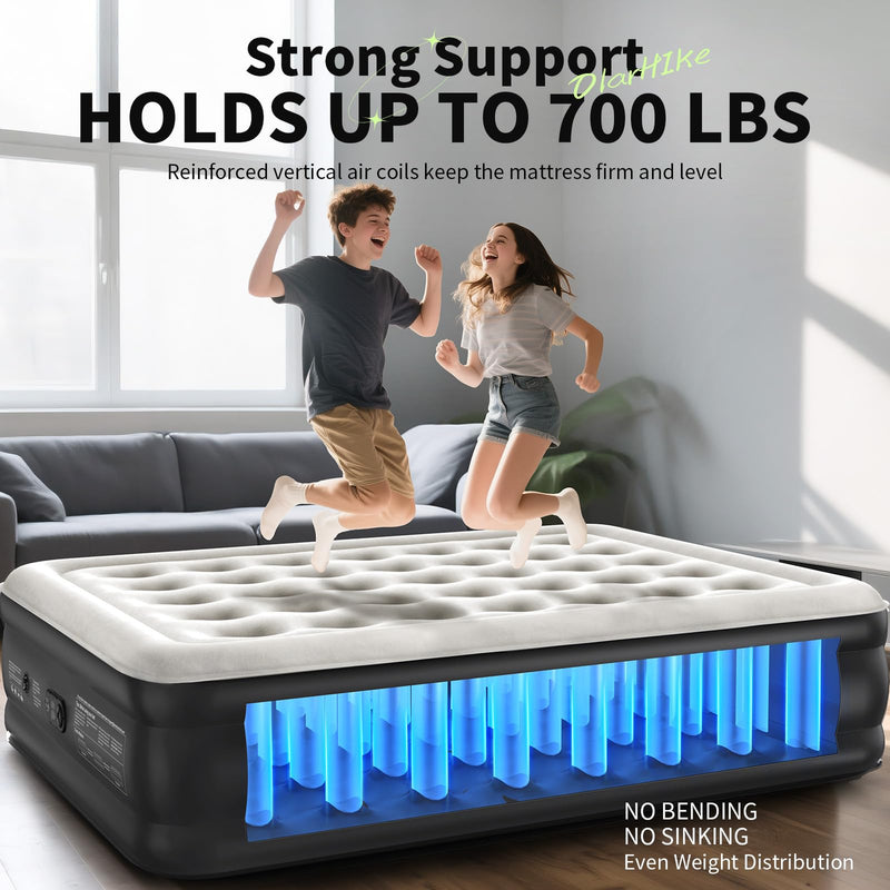 OlarHike Air Mattress Queen Size with Built In Pump, 18 Inch Inflatable Blow Up Bed for Camping Guest Home, 700 Lbs Weight Capacity-zoom-