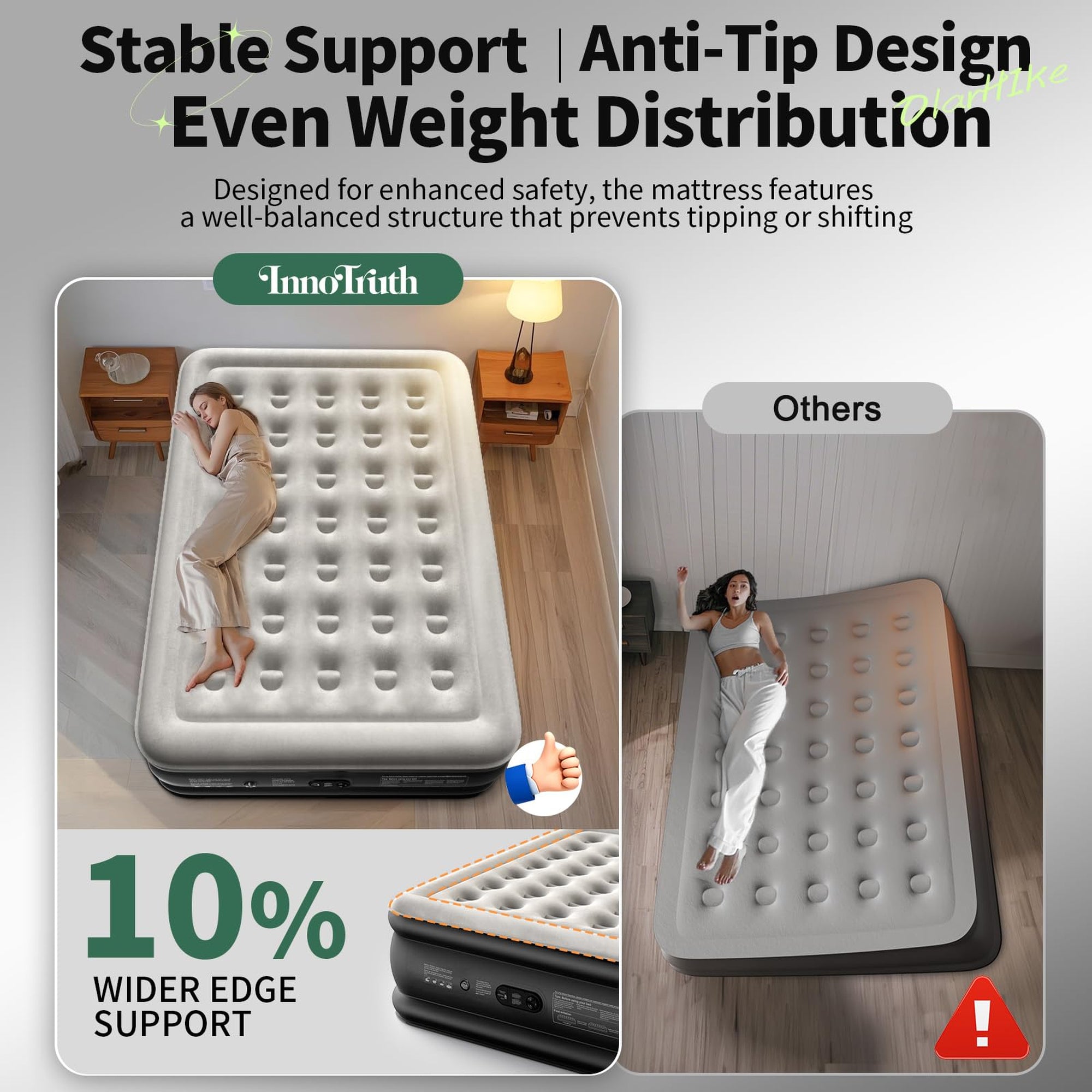 OlarHike Air Mattress Queen Size with Built In Pump, 18 Inch Inflatable Blow Up Bed for Camping Guest Home, 700 Lbs Weight Capacity-zoom-6