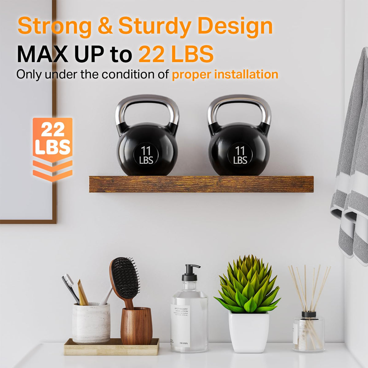 BAYKA Floating Shelves Set of 3, Wall Mounted Wooden Display Shelf Set for Bedroom, Bathroom, Living Room & Office-3