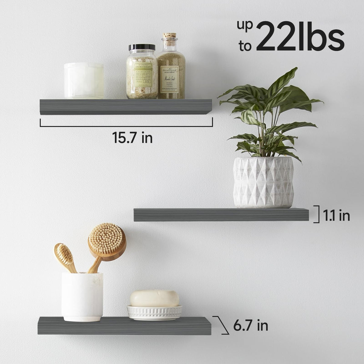 BAYKA Floating Shelves Set of 3, Light Oak Wall Mounted Wood Shelves for Bedroom Bathroom Living Room Decor, Rustic Farmhouse Display Bookshelf for Wall Storage-12