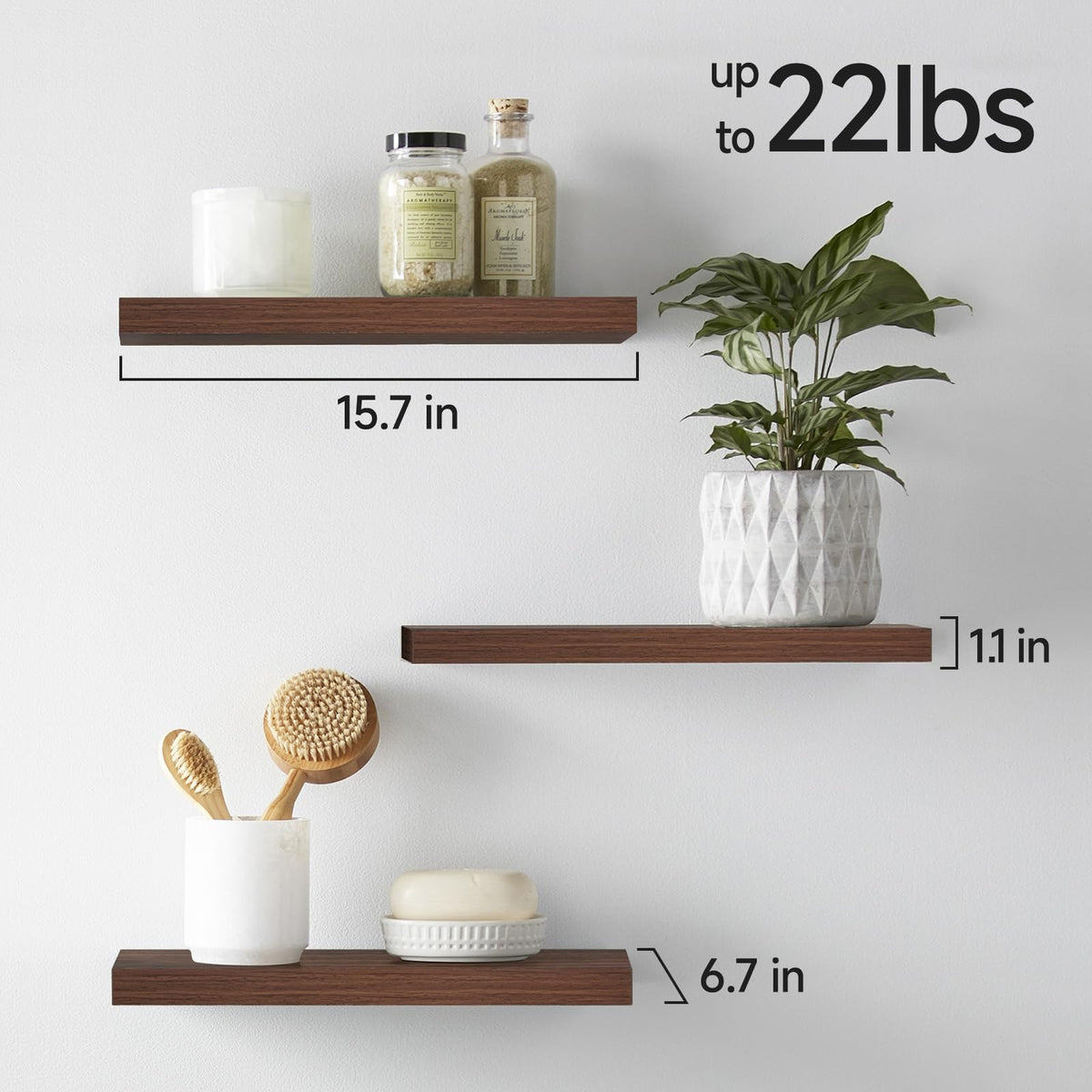 BAYKA Floating Shelves Set of 3, Light Oak Wall Mounted Wood Shelves for Bedroom Bathroom Living Room Decor, Rustic Farmhouse Display Bookshelf for Wall Storage-13