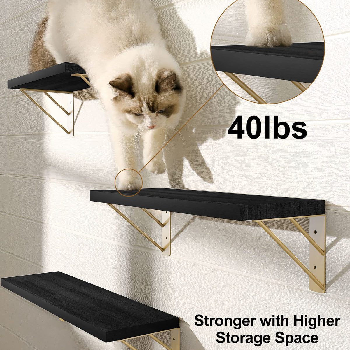 BAYKA Wall Mounted Floating Shelves, Set of 3, 16in, 23in & 36in Wall Shelves for Bedroom, Living Room, Bathroom & Kitchen, Multiple Colors-zoom-2