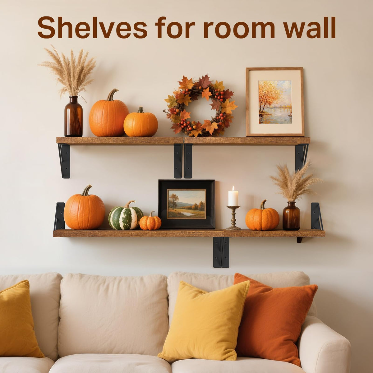 BAYKA Wall Mounted Floating Shelves, Set of 3, 16in, 23in & 36in Wall Shelves for Bedroom, Living Room, Bathroom & Kitchen, Multiple Colors-7