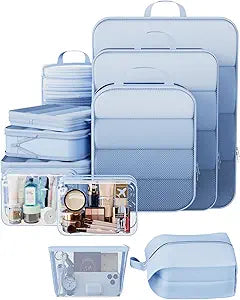 Veken 11 Set Compression Packing Cubes(Light Blue) - aborderproducts