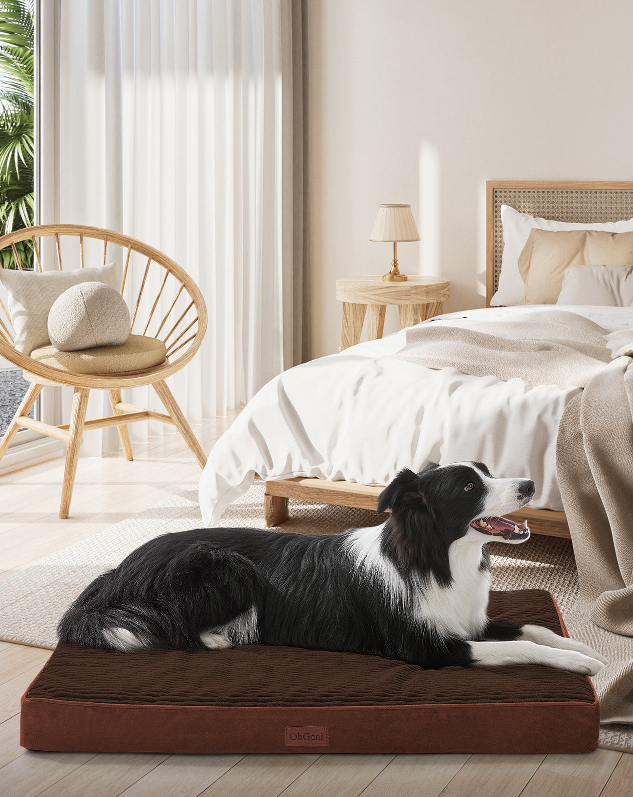 OhGeni | Orthopedic Waterproof & Machine Washable Dog Bed | 36 Inches | Brown - aborderproducts