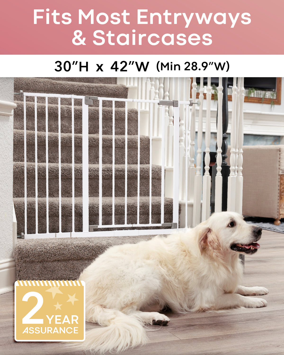 Baby Gate Extra Wide | 28.9” to 42.1” | White | InnoTruth - aborderproducts