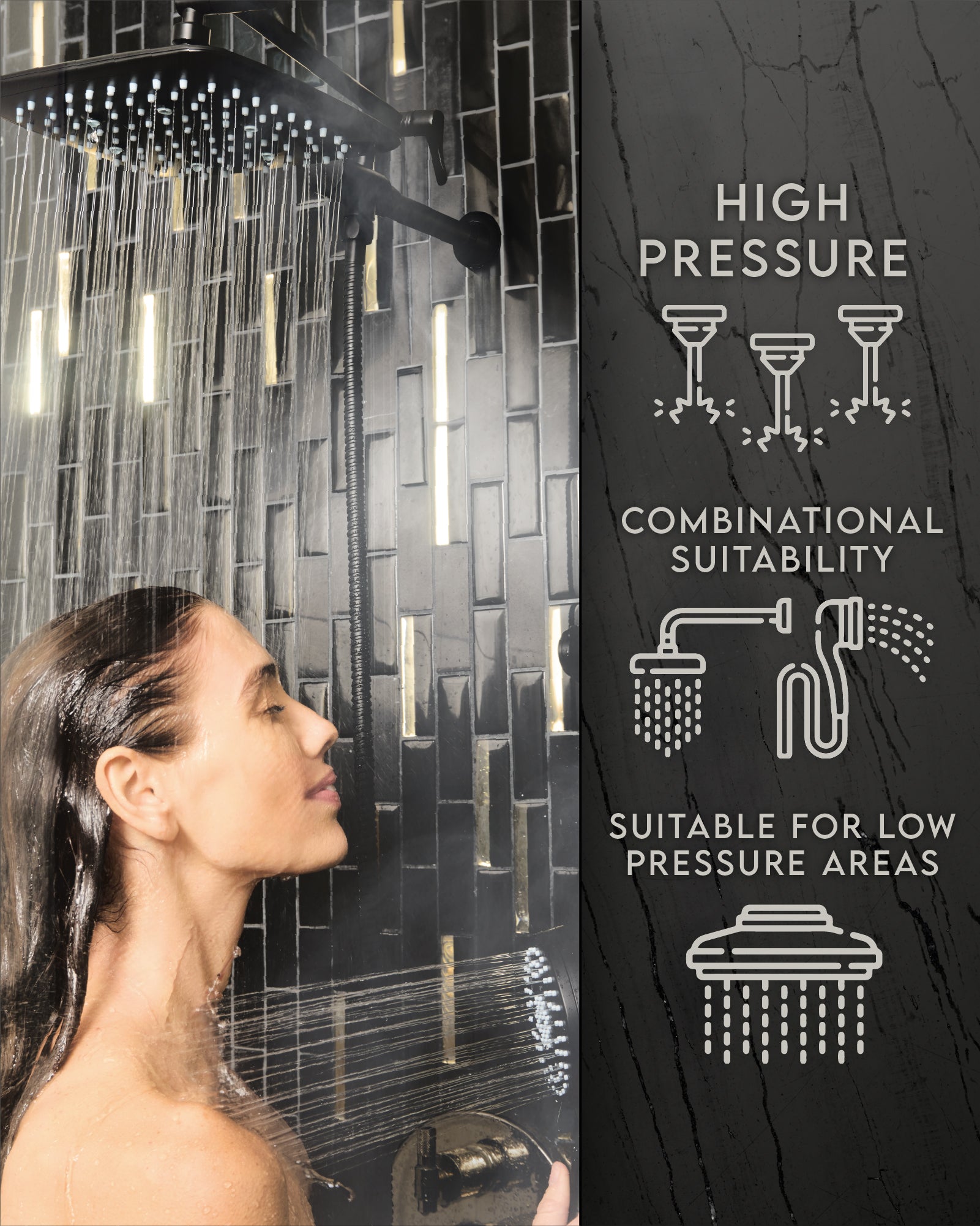 Shower Head | 10 inch | Black | Veken - aborderproducts