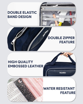 OlarHike Toiletry Bag, Large Size Makeup Jewelry 3 in 1 Essentials Travel Packing Organizers (Navy) - aborderproducts