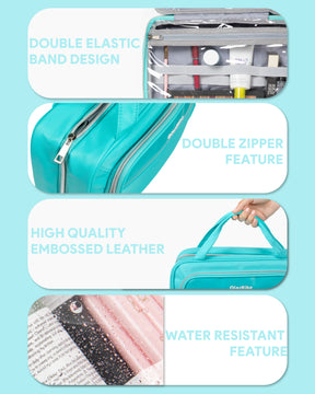 OlarHike Toiletry Bag, Medium Size Makeup Jewelry 3 in 1 Essentials Travel Packing Organizers (Cyan) - aborderproducts