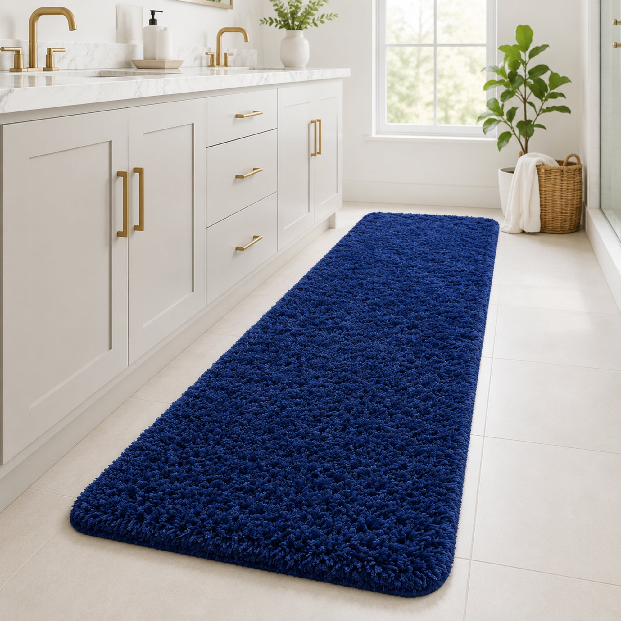 Ophanie Fluffy Shag Runner Rug, Soft Cushioned Non-Slip Hallway Rug for Bedroom, Bedside, Dorm, Nursery & Kids Room