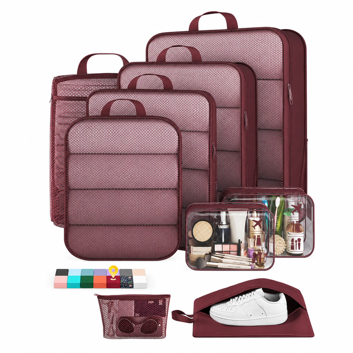 Veken Compression Packing Cubes for Travel - Expandable Luggage Organizers (6-11 Pcs Set, Multi-Color)-zoom-15