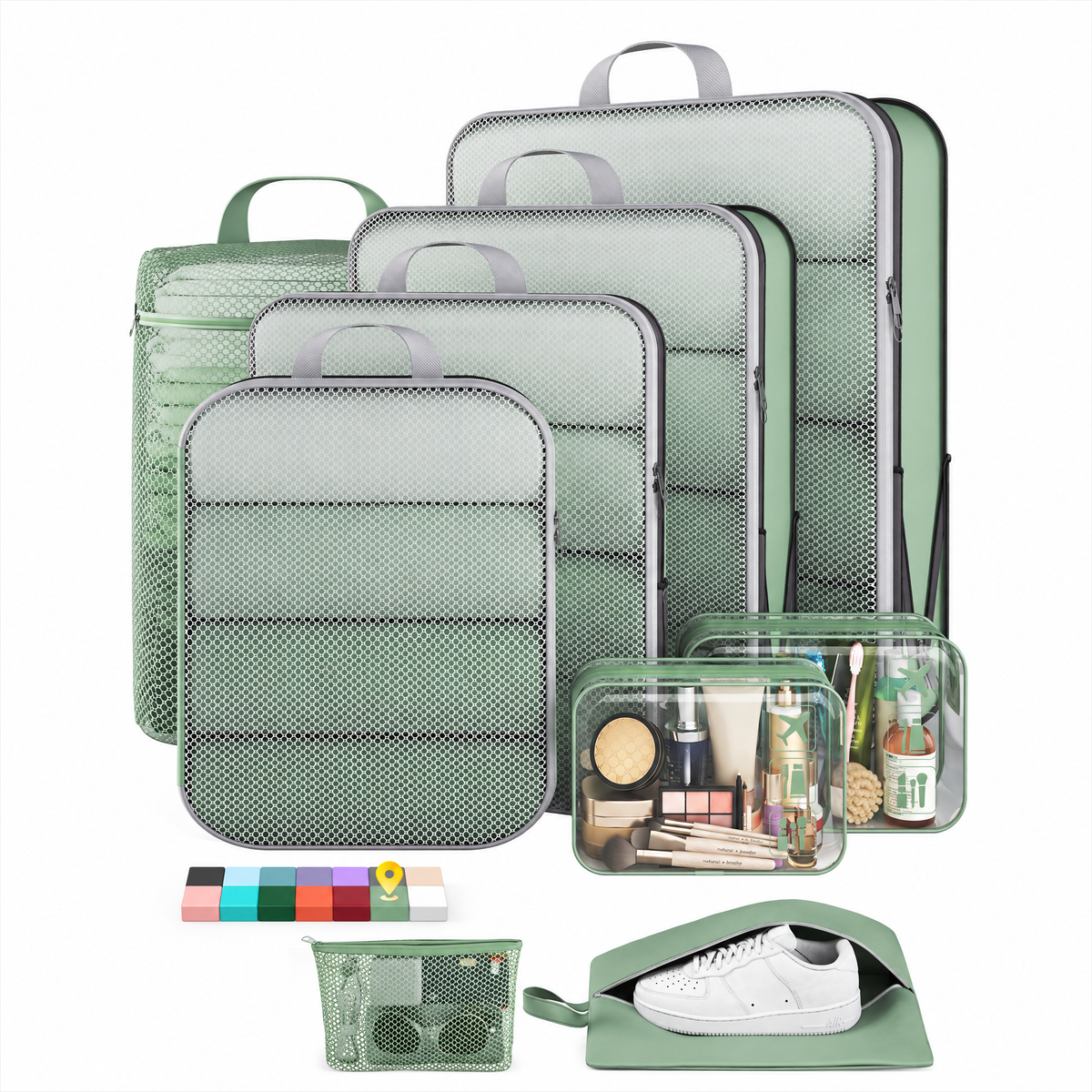 Veken Compression Packing Cubes for Travel - Expandable Luggage Organizers (6-11 Pcs Set, Multi-Color)-zoom-21