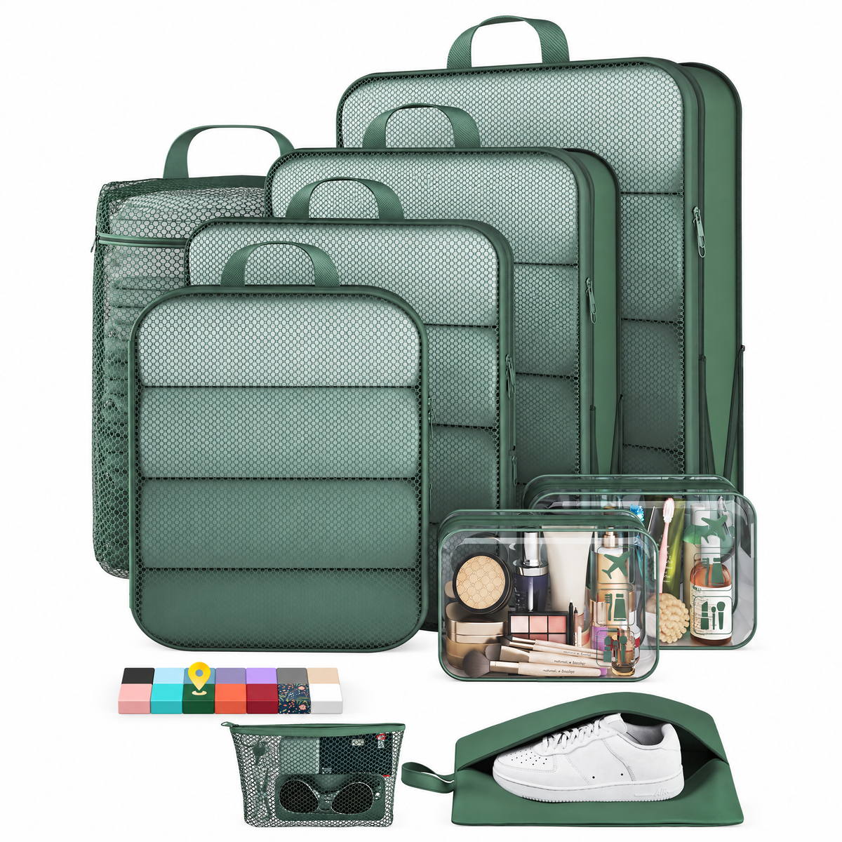 Veken Compression Packing Cubes for Travel - Expandable Luggage Organizers (6-11 Pcs Set, Multi-Color)-zoom-23