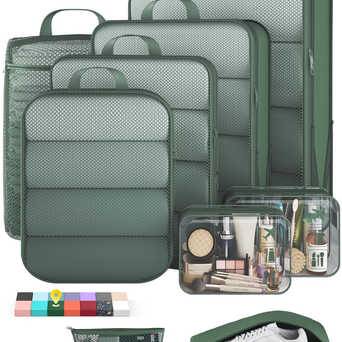 Veken Compression Packing Cubes for Travel - Expandable Luggage Organizers (6-11 Pcs Set, Multi-Color)-zoom-10