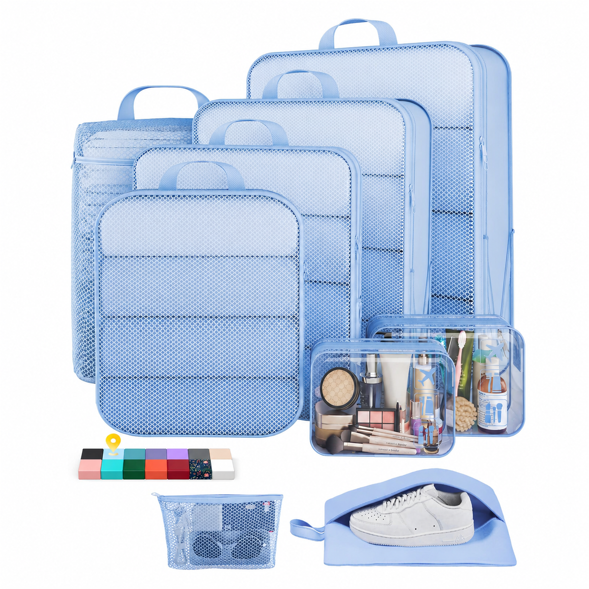 Veken Compression Packing Cubes for Travel - Expandable Luggage Organizers (6-11 Pcs Set, Multi-Color)-zoom-18