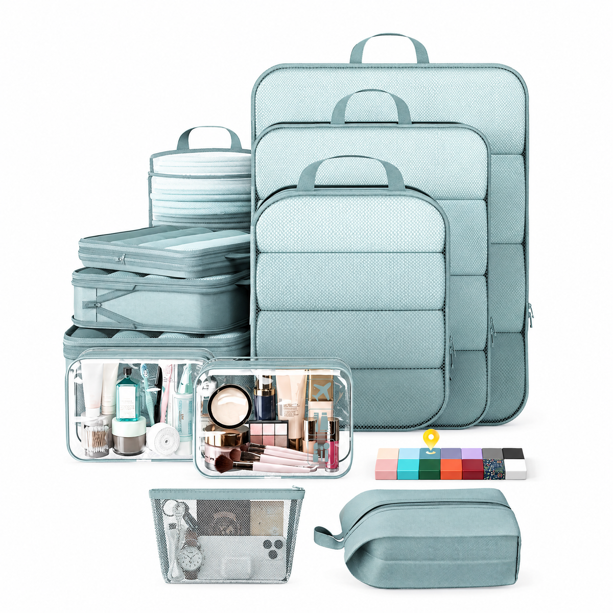 Veken Compression Packing Cubes for Travel - Expandable Luggage Organizers (6-11 Pcs Set, Multi-Color)-zoom-14