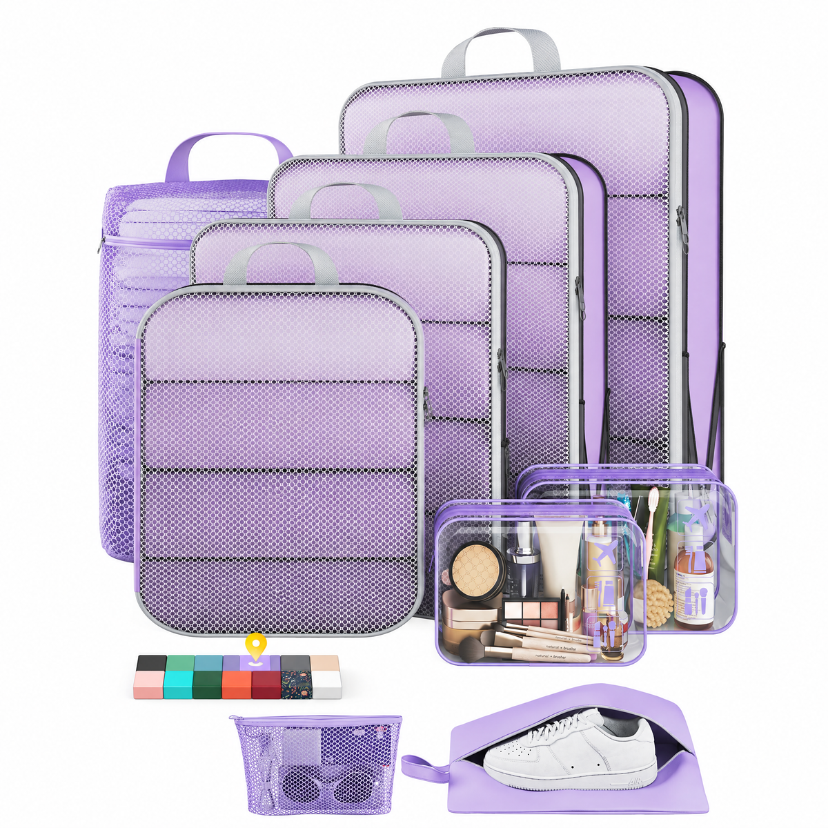Veken Compression Packing Cubes for Travel - Expandable Luggage Organizers (6-11 Pcs Set, Multi-Color)-20