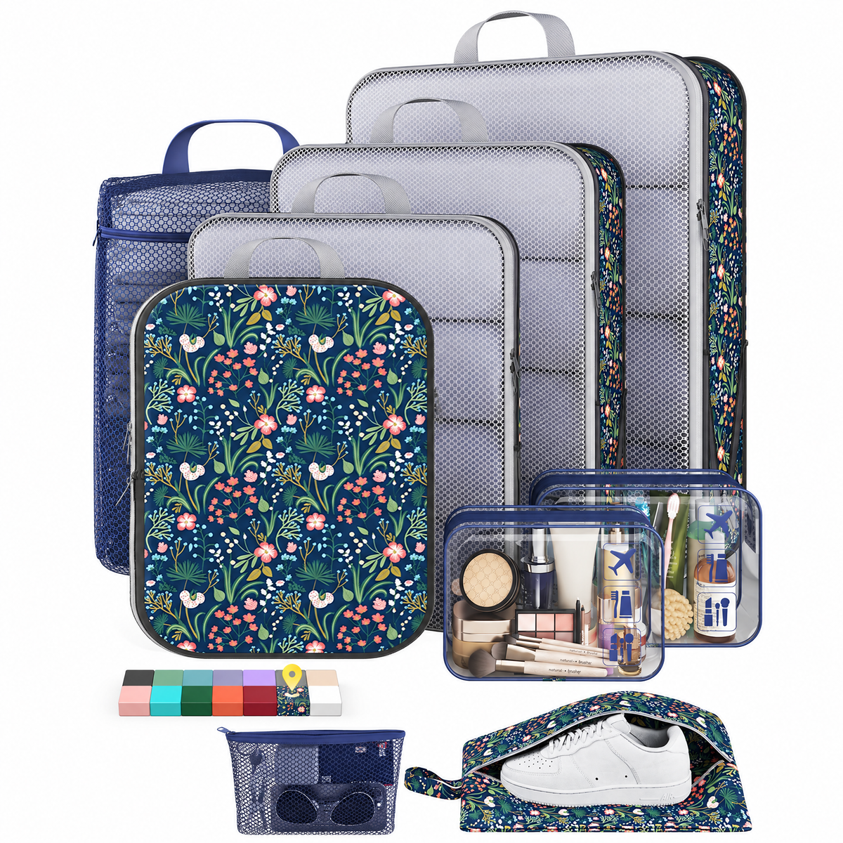 Veken Compression Packing Cubes for Travel - Expandable Luggage Organizers (6-11 Pcs Set, Multi-Color)-zoom-19