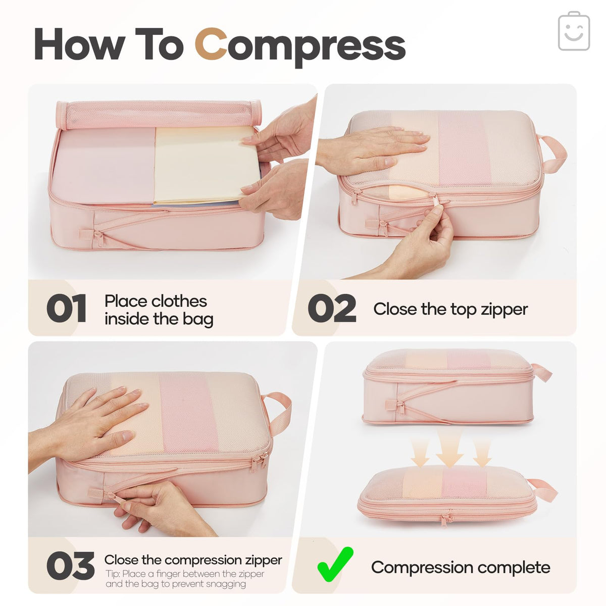 Veken Compression Packing Cubes for Travel - Expandable Luggage Organizers (6-11 Pcs Set, Multi-Color)-4