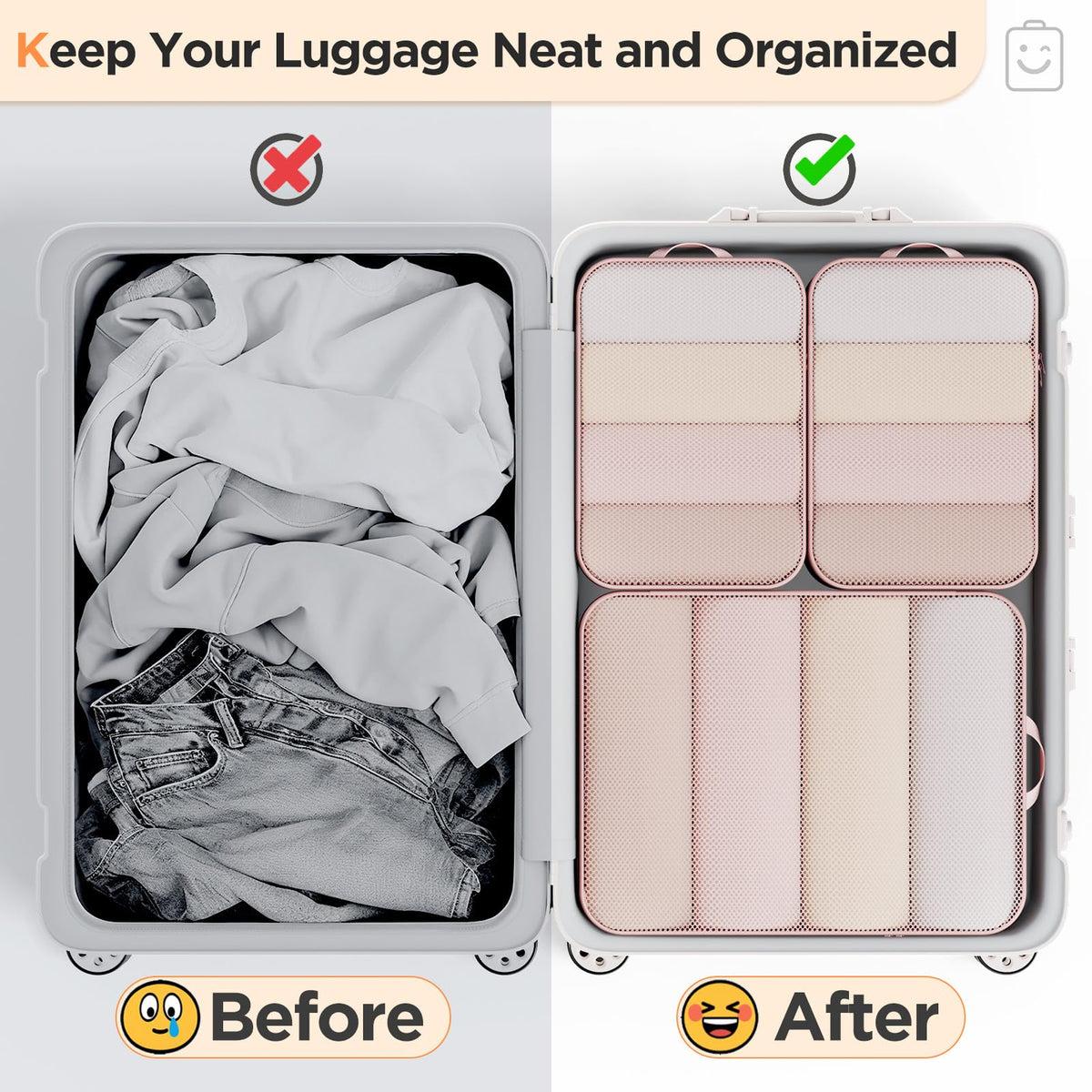 Veken Compression Packing Cubes for Travel - Expandable Luggage Organizers (6-11 Pcs Set, Multi-Color)-7