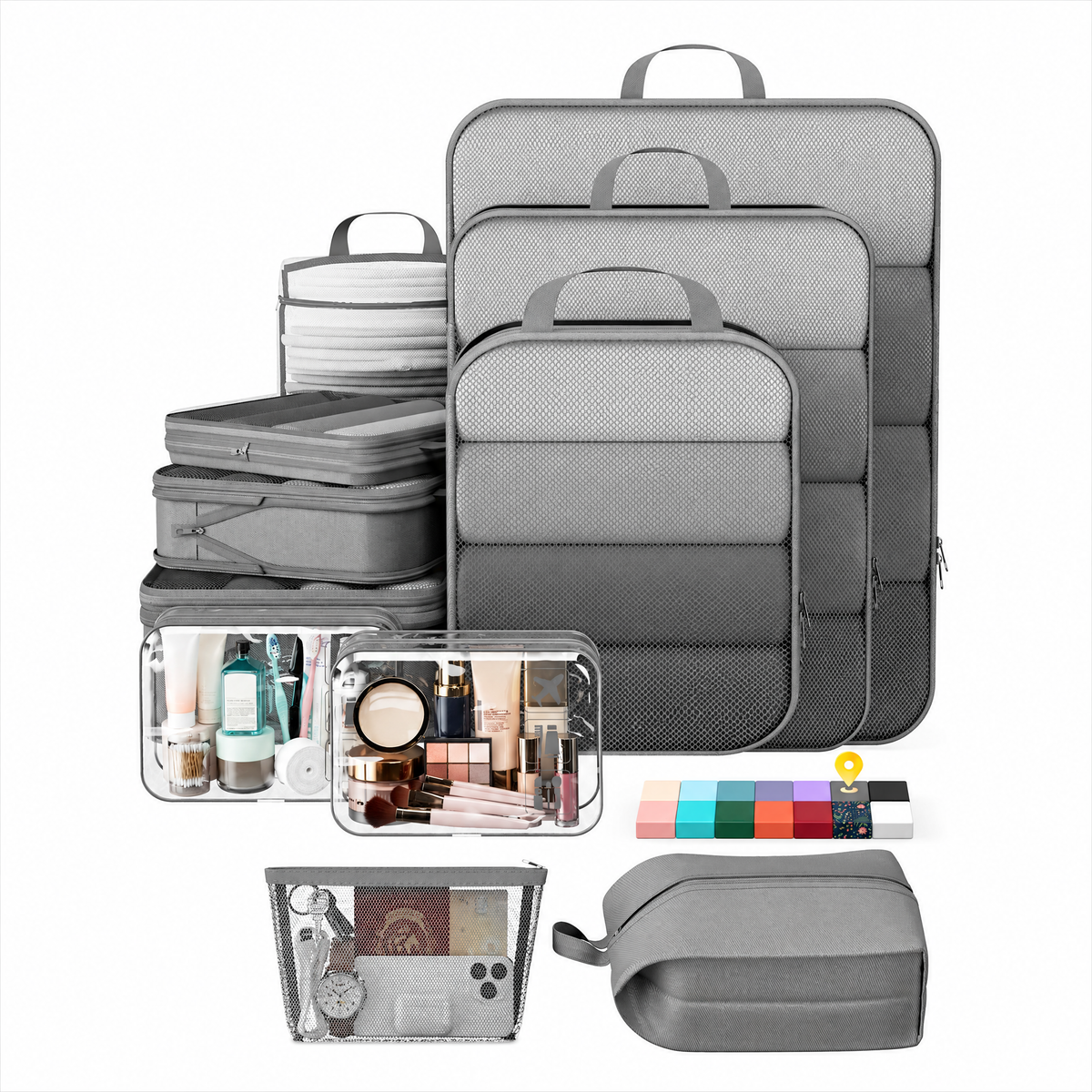 Veken Compression Packing Cubes for Travel - Expandable Luggage Organizers (6-11 Pcs Set, Multi-Color)-zoom-12