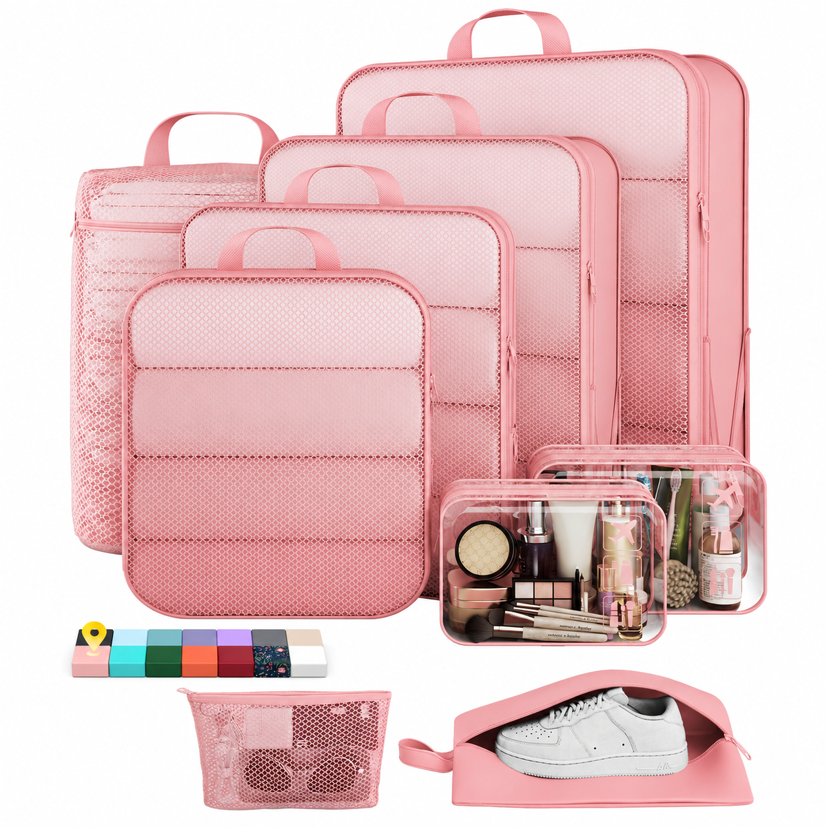 Veken Compression Packing Cubes for Travel - Expandable Luggage Organizers (6-11 Pcs Set, Multi-Color)-zoom-17