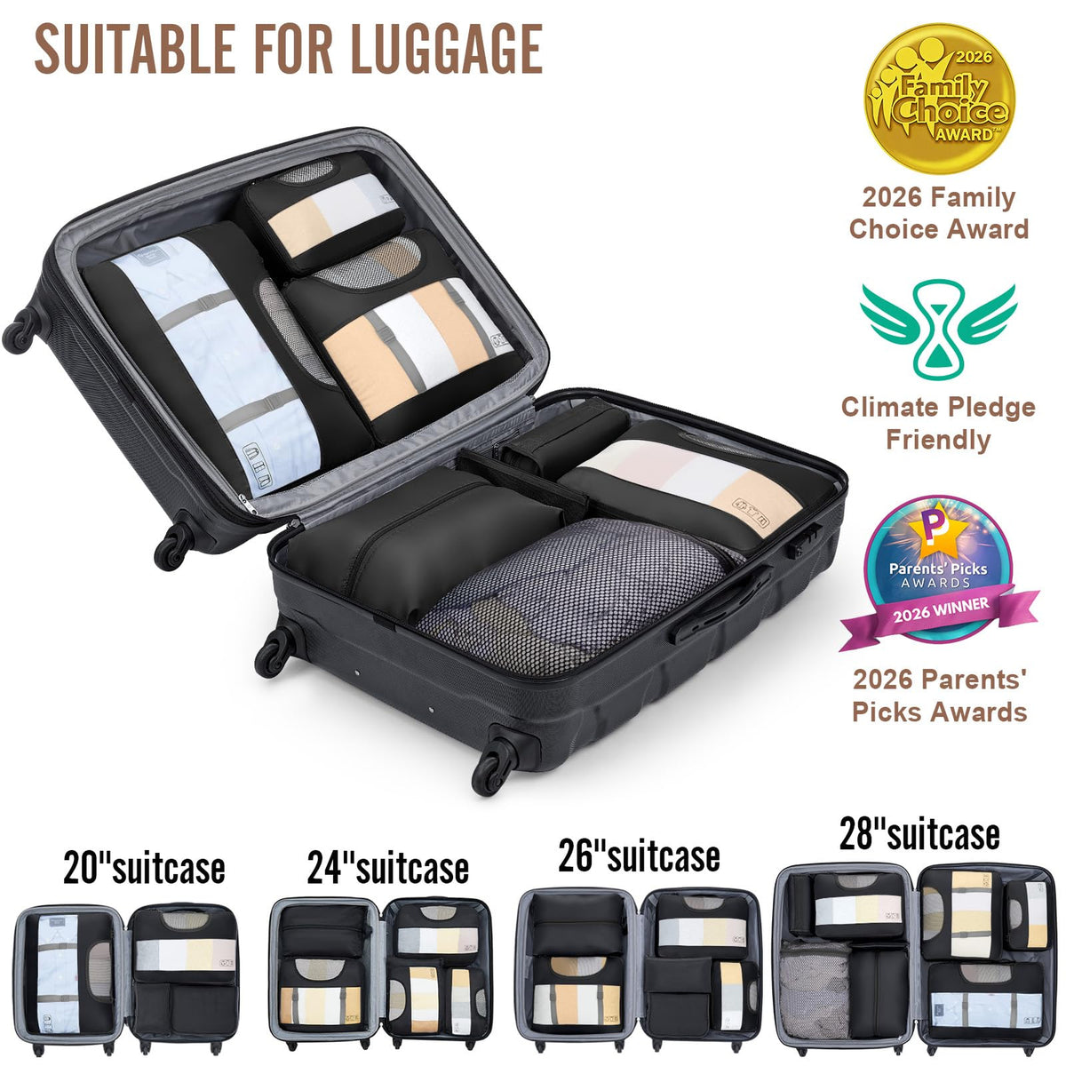Veken Packing Cubes for Travel - Multi-Size Luggage Organizer (4-11 Pcs Set, Multi-Color)-zoom-7