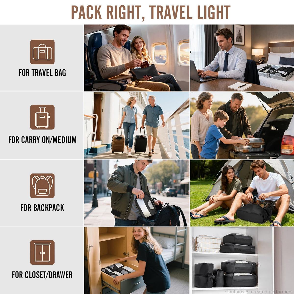 Veken Packing Cubes for Travel - Multi-Size Luggage Organizer (4-11 Pcs Set, Multi-Color)-zoom-9
