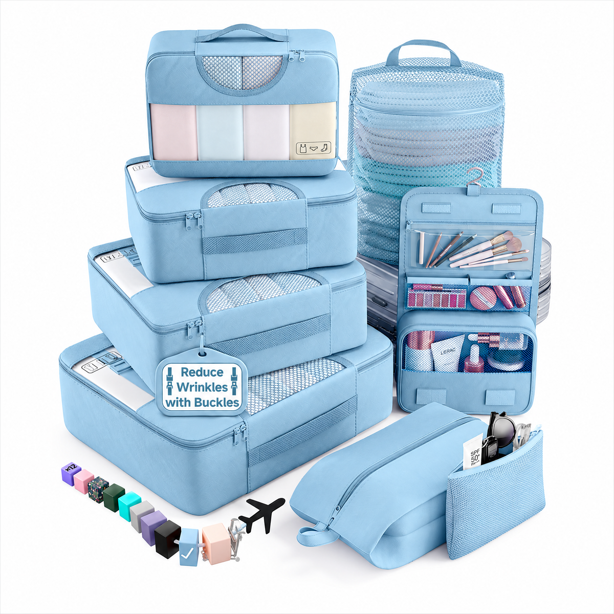 Veken Packing Cubes for Travel - Multi-Size Luggage Organizer (4-11 Pcs Set, Multi-Color)-zoom-19