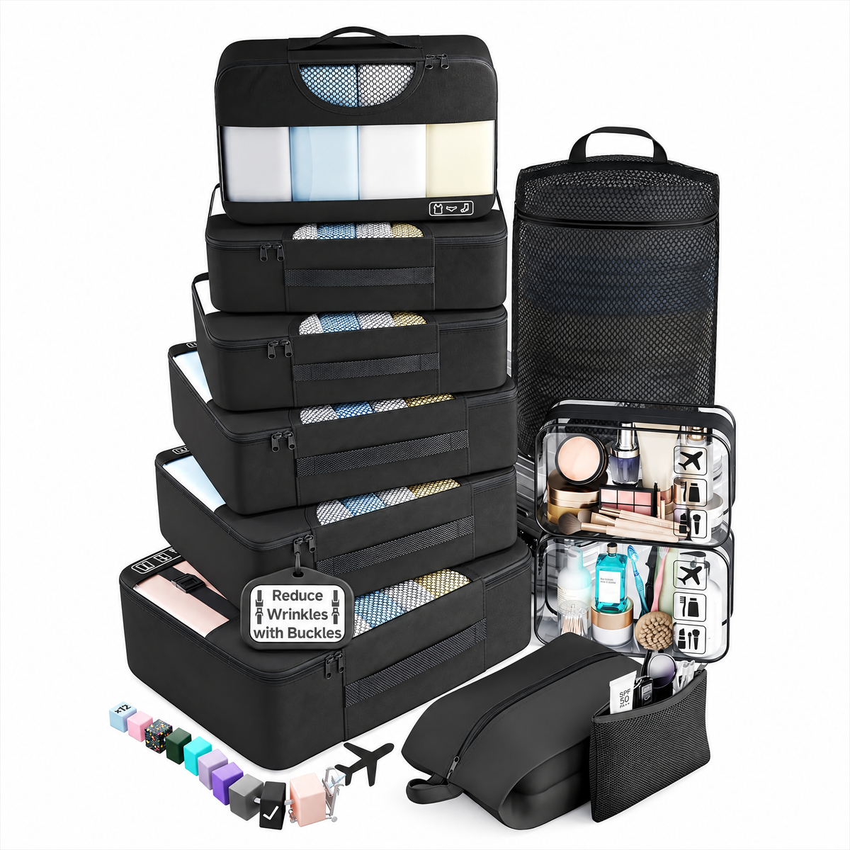 Veken Packing Cubes for Travel - Multi-Size Luggage Organizer (4-11 Pcs Set, Multi-Color)