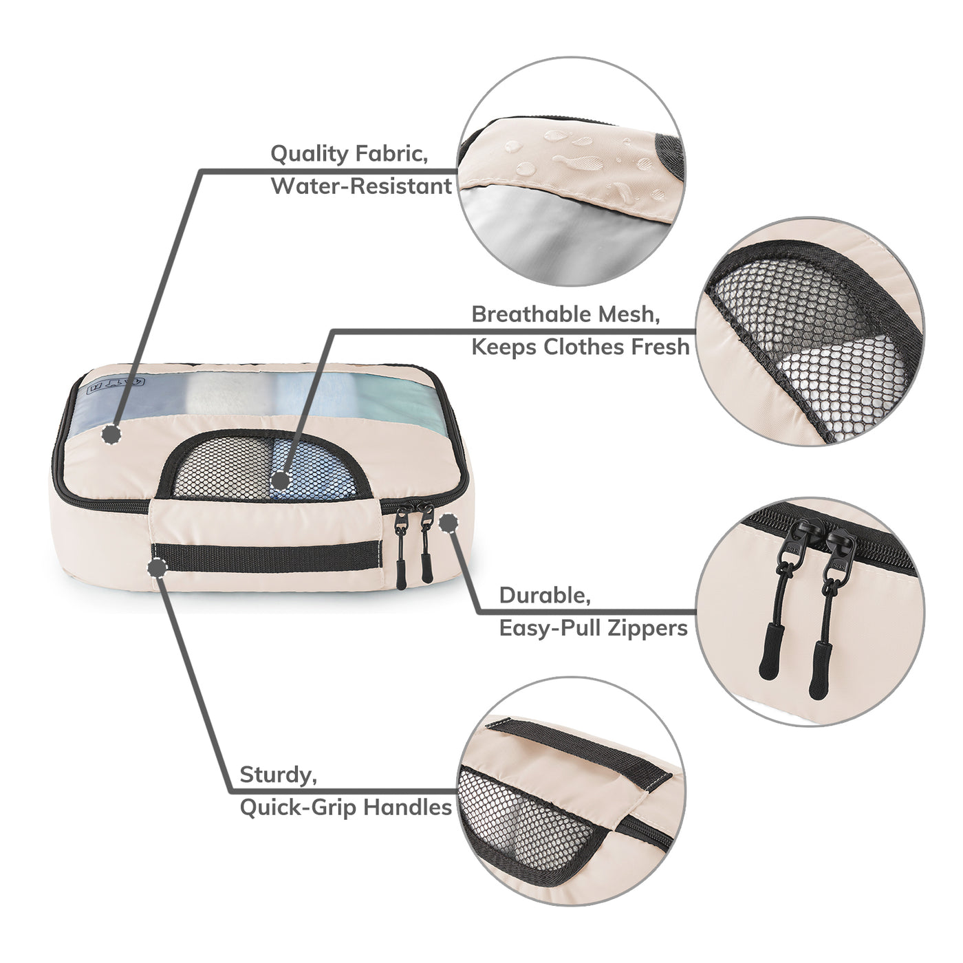 Packing Cubes 6 Set Color Cream Veken aborderproducts