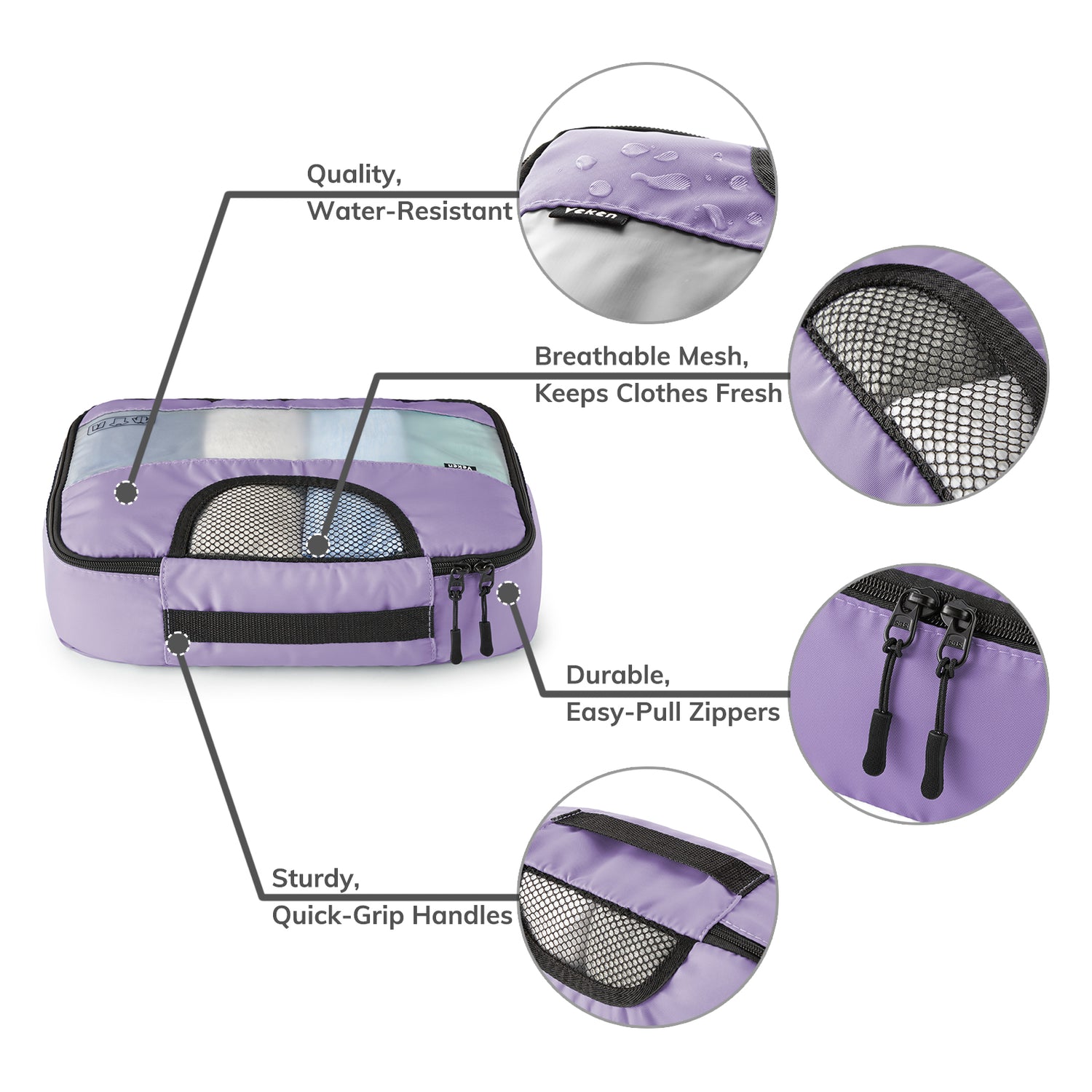 Packing Cubes 6 Set Color Purple Veken aborderproducts