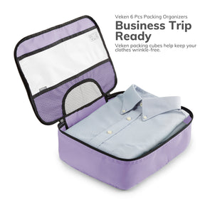 Packing Cubes | 6 Set | Color Purple| Veken - aborderproducts