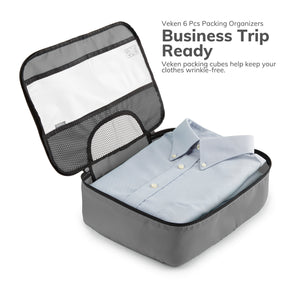 Packing Cubes | 6 Set | Color Gray | Veken - aborderproducts