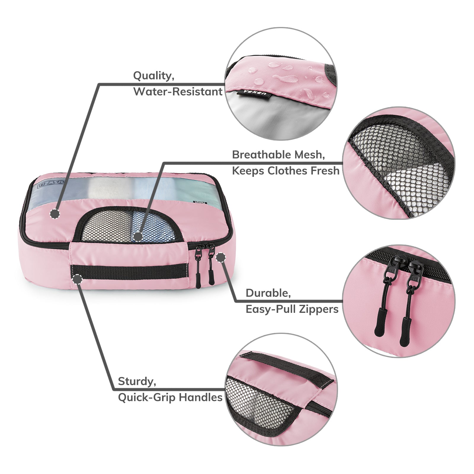 Packing Cubes | 6 Set | Color Pink | Veken - aborderproducts