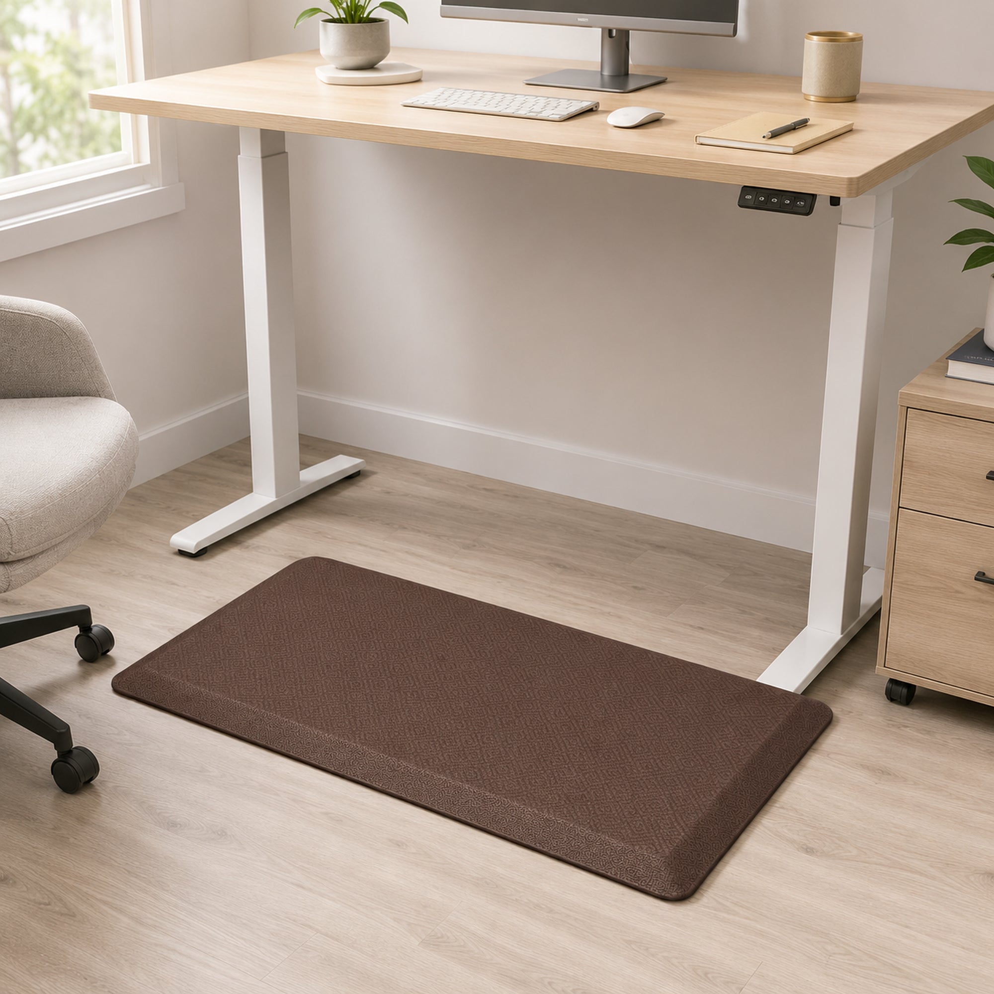 Ophanie 20x39 Kitchen Mat 3/4 Inch Thick Anti Fatigue Cushioned Floor Rug Waterproof Non Slip Standing Mat Brown-zoom-6
