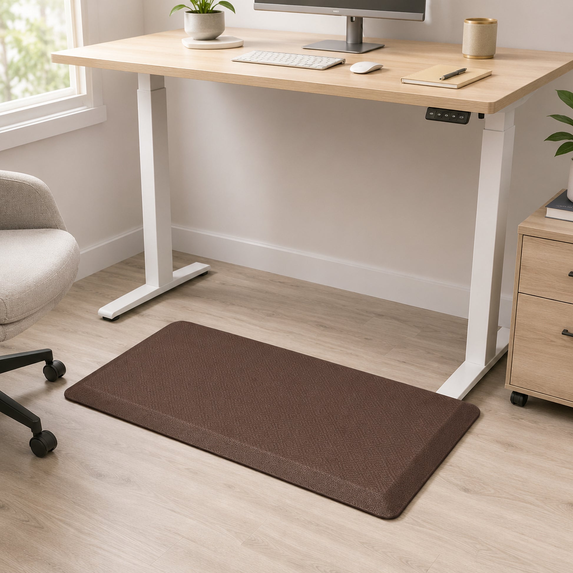 Ophanie 20x32 Kitchen Mat 3/4 Inch Thick Anti Fatigue Cushioned Floor Rug Waterproof Non Slip Standing Mat Brown-6