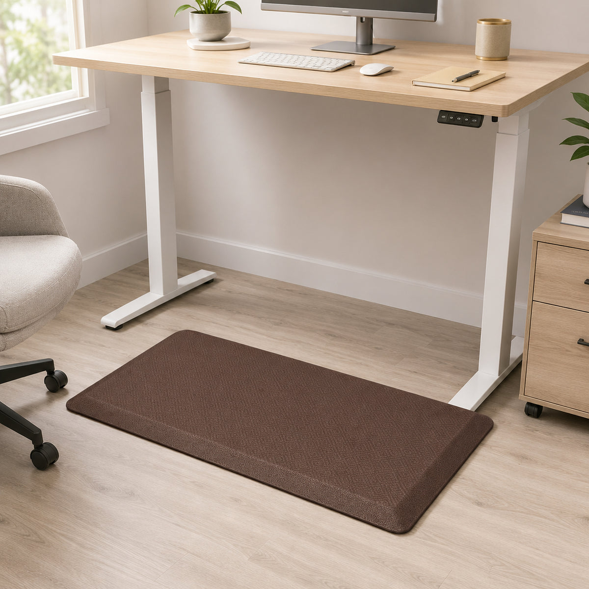 Ophanie 20x39 Kitchen Mat 3/4 Inch Thick Anti Fatigue Cushioned Floor Rug Waterproof Non Slip Standing Mat Brown-7